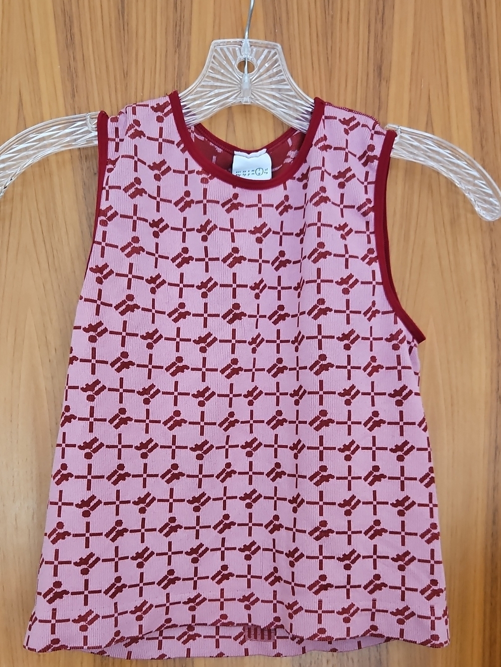 Women's Cropped Pink & Burgundy Patterned Tank Top